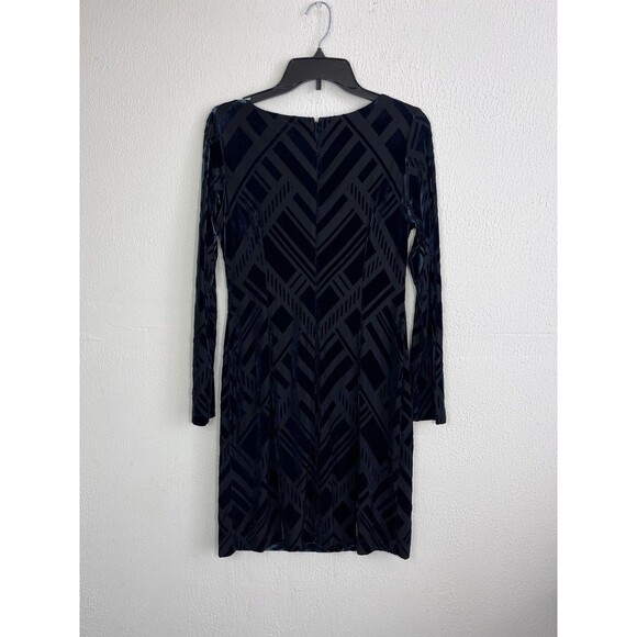 Vince Camuto Burnout Emerald Green Velvet Dress Long Sleeve Geometric Size 6 - Picture 2 of 7